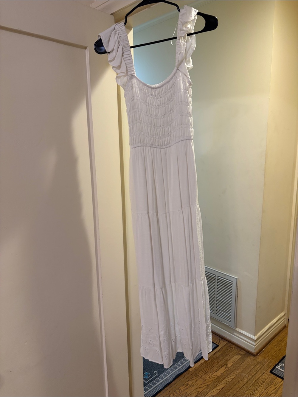 White Ruffled Strap Maxi Dress
